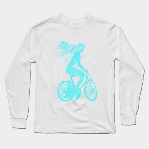 Mermaid on a Bike Long Sleeve T-Shirt by joysapphire